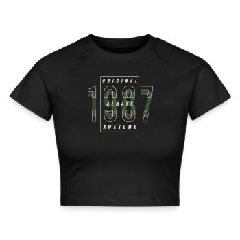 Original 1987 year of birth urban gift vintage - Cropped T-Shirt - black - Front - Marisol (170cm)