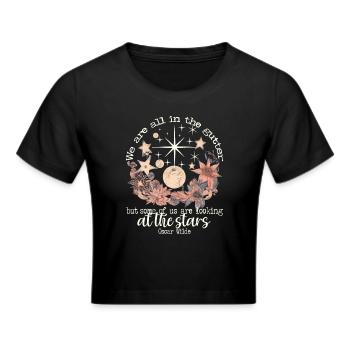 OSCAR WILDE'S STARS QUOTE DESIGN IN IVORY - Cropped T-Shirt - black - Front - Marisol (170cm)