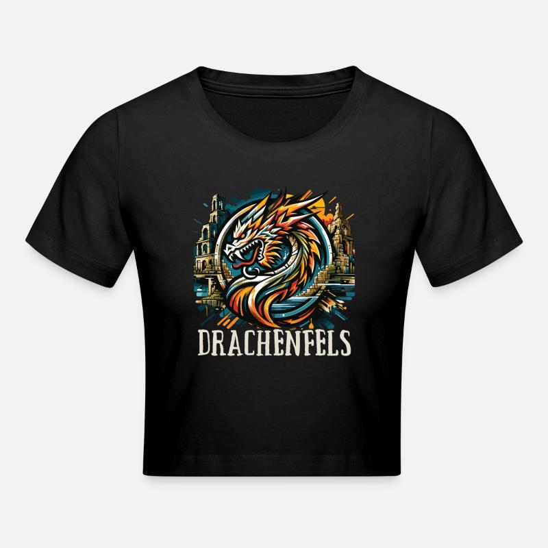 Dragon Tête de Dragon Logo Ruine Drachenfels - Crop top - noir