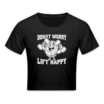 Donut Fitness Funny Donut Gym - Cropped T-Shirt - black - Front - Marisol (170cm)