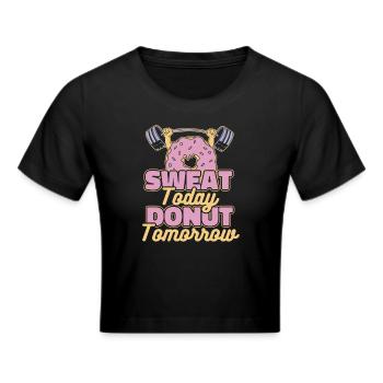 Donut Fitness Funny Donut Gym - Cropped T-Shirt - black - Front - Marisol (170cm)
