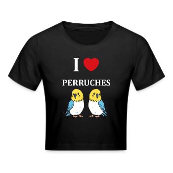 Oiseaux perruches humour petite perruche - Crop top - noir - Devant - Marisol (170cm)