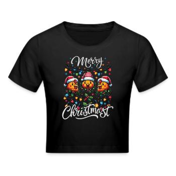 MERRY ChristMAST - Weihnachtsbraten Essen Mahlzeit - Frauen Cropped T-Shirt - Schwarz - Vorne - Marisol (170cm)