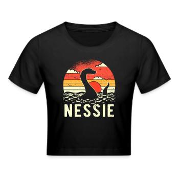 Nessie Loch Ness Monster - Frauen Cropped T-Shirt - Schwarz - Vorne - Marisol (170cm)