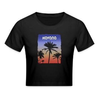 La Havane Cuba Coucher De Soleil Vacances Souvenir Palmier - Crop top - noir - Devant - Marisol (170cm)
