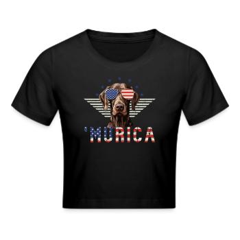 Deutsch Kurzhaar Sonnenbrille Murica Flagge - Frauen Cropped T-Shirt - Schwarz - Vorne - Marisol (170cm)