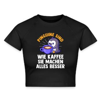Süße Pinguin - Frauen Cropped T-Shirt - Schwarz - Vorne - Marisol (170cm)
