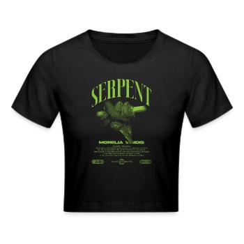 Grüner Baum Python Modern Reptile Keeper Streetwear - Frauen Cropped T-Shirt - Schwarz - Vorne - Marisol (170cm)