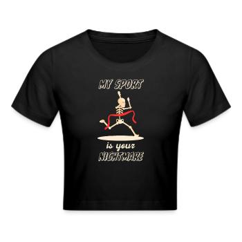 Lustiger Marathon Spruch Marathonläufer Athlet - Frauen Cropped T-Shirt - Schwarz - Vorne - Marisol (170cm)