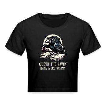 Edgar Allan Poe Fan, Klassische Literatur, - Frauen Cropped T-Shirt - Schwarz - Vorne - Marisol (170cm)