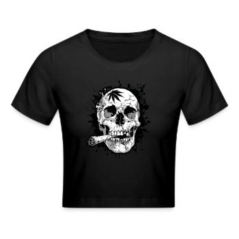 Totenkopf Joint Cannabis Symbol - Frauen Cropped T-Shirt - Schwarz - Vorne - Marisol (170cm)