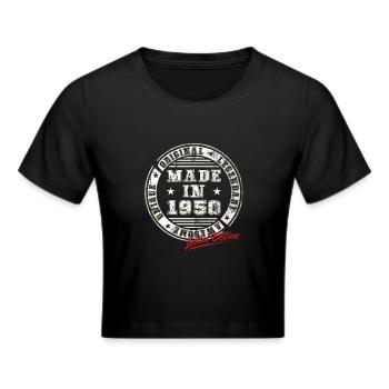 Retro Patch Vintage 1950s Birthday Gift - Cropped T-Shirt - black - Front - Marisol (170cm)