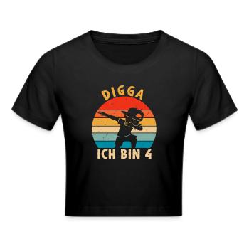 Digga Ich bin 4 - Frauen Cropped T-Shirt - Schwarz - Vorne - Marisol (170cm)