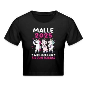 Malle 2025 - Frauen Cropped T-Shirt - Schwarz - Vorne - Marisol (170cm)