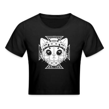 Eishockey Torwart Katzen Hockey-Maske - Frauen Cropped T-Shirt - Schwarz - Vorne - Marisol (170cm)