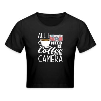 Photographer, Photographer, Coffee, Camera - Cropped T-Shirt - black - Front - Marisol (170cm)