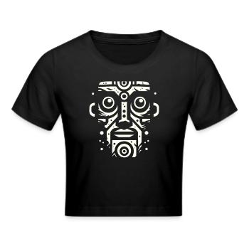 Petroglyph Rock Art Ancient Rock Drawing Indian - Frauen Cropped T-Shirt - Schwarz - Vorne - Marisol (170cm)