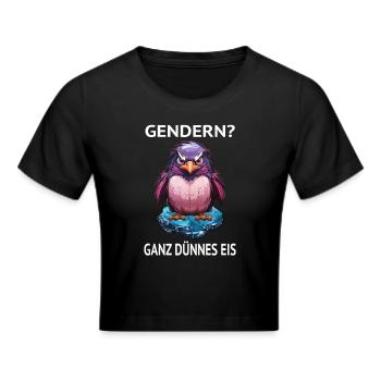 Gendern Gender Gendersternchen Ganz Dünnes Eis - Frauen Cropped T-Shirt - Schwarz - Vorne - Marisol (170cm)