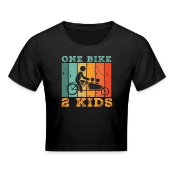 Ein Fahrrad 2 Kinder Retro Fahrrad Cargobike - Frauen Cropped T-Shirt - Schwarz - Vorne - Marisol (170cm)