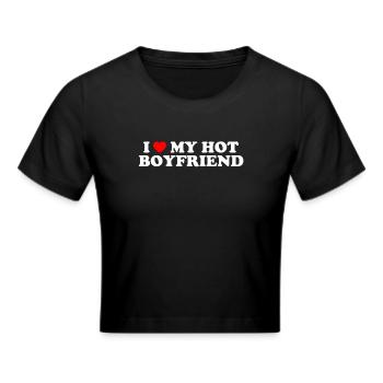I Love My Hot Boyfriend - Ich Liebe Meinen Freund - Frauen Cropped T-Shirt - Schwarz - Vorne - Marisol (170cm)