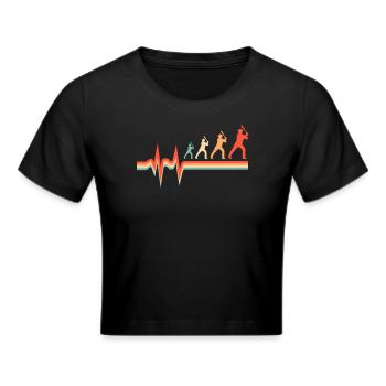 Softball Ekg Heartbeat - Frauen Cropped T-Shirt - Schwarz - Vorne - Marisol (170cm)