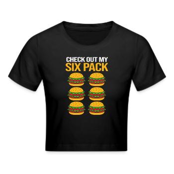 Cheeseburger Six Pack - Frauen Cropped T-Shirt - Schwarz - Vorne - Marisol (170cm)