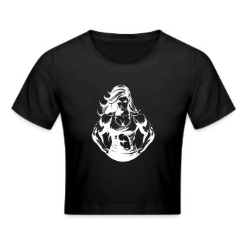 Frau Muskeln Bodybuilding Fitness - Frauen Cropped T-Shirt - Schwarz - Vorne - Marisol (170cm)