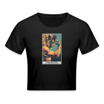 Tarotkarten Tarotkarte Strength Kraft - Frauen Cropped T-Shirt - Schwarz - Vorne - Marisol (170cm)