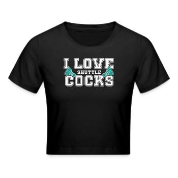 Ich Liebe Federbälle Lustiges Federball Motiv - Frauen Cropped T-Shirt - Schwarz - Vorne - Marisol (170cm)