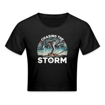 Experience the fascinating world of tornado hunting - Cropped T-Shirt - black - Front - Marisol (170cm)