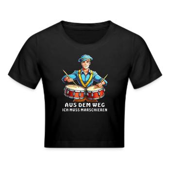 SPIELMANNSZUG AUS DEM WEG - Frauen Cropped T-Shirt - Schwarz - Vorne - Marisol (170cm)
