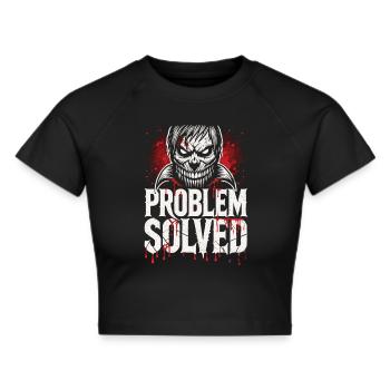 Blutige Lösung - Problem Solved Halloween Shirt - Frauen Cropped T-Shirt - Schwarz - Vorne - Marisol (170cm)