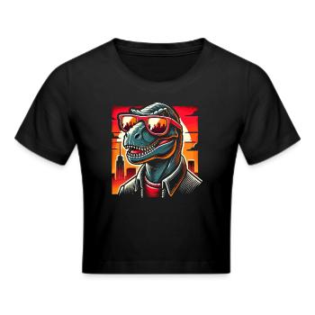 Rizzler Kultur Mit Dinosaurier Kunst Und T-Rex - Frauen Cropped T-Shirt - Schwarz - Vorne - Marisol (170cm)