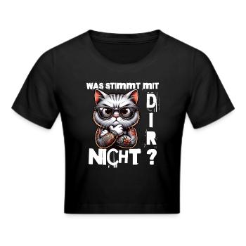 Ich hasse Menschen - Was stimmt denn mit dir nicht - Frauen Cropped T-Shirt - Schwarz - Vorne - Marisol (170cm)