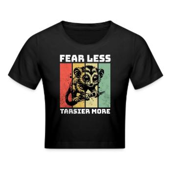 Tarsier Koboldmaki - Frauen Cropped T-Shirt - Schwarz - Vorne - Marisol (170cm)