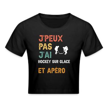 je peux pas j'ai hockey sur glace et apéro vintage - Crop top - noir - Devant - Marisol (170cm)