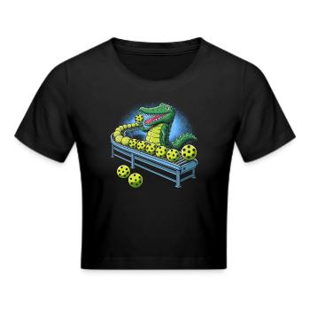 Crocodile Pickleball Factory Funny Pickleball - Cropped T-Shirt - black - Front - Marisol (170cm)