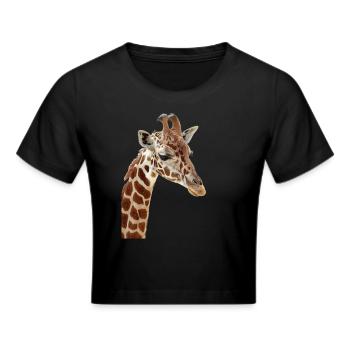 Giraffe - Frauen Cropped T-Shirt - Schwarz - Vorne - Marisol (170cm)