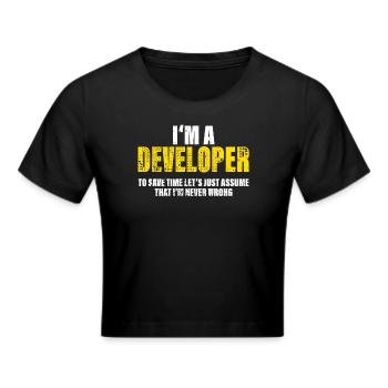 Developer Funny Saying Profession Colleague Gift - Cropped T-Shirt - black - Front - Marisol (170cm)