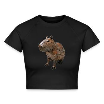 Wasserschwein - Frauen Cropped T-Shirt - Schwarz - Vorne - Marisol (170cm)