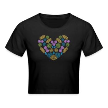 Crocheter Crochet Heart With Crochet Yarn Balls - Frauen Cropped T-Shirt - Schwarz - Vorne - Marisol (170cm)