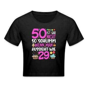 50 is niet zo slecht - Cropped T-Shirt - zwart - Voor - Marisol (170cm)