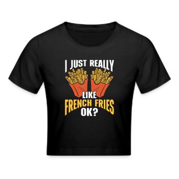 Frites Nourriture Jeu de mots Pomme de terre - Crop top - noir - Devant - Marisol (170cm)