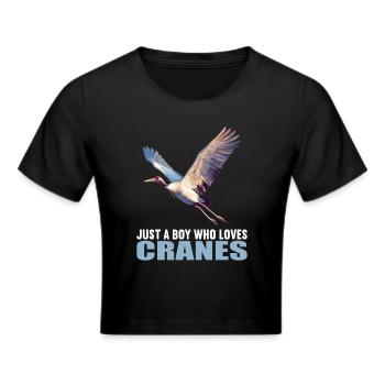 Kraniche Kranich - Frauen Cropped T-Shirt - Schwarz - Vorne - Marisol (170cm)