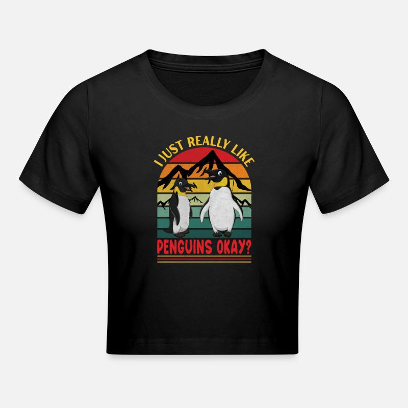 Penguin - Cropped T-Shirt - black