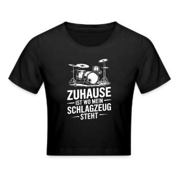 Drummer Schlagzeuger Schlagzeug Schlagzeugspieler - Frauen Cropped T-Shirt - Schwarz - Vorne - Marisol (170cm)