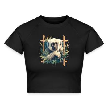 Gibbons Gibbon - Frauen Cropped T-Shirt - Schwarz - Vorne - Marisol (170cm)