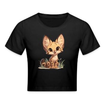 Servale Serval - Frauen Cropped T-Shirt - Schwarz - Vorne - Marisol (170cm)