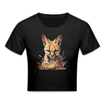 Servale Serval - Frauen Cropped T-Shirt - Schwarz - Vorne - Marisol (170cm)
