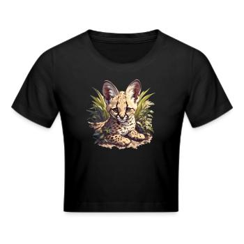 Servale Serval - Frauen Cropped T-Shirt - Schwarz - Vorne - Marisol (170cm)